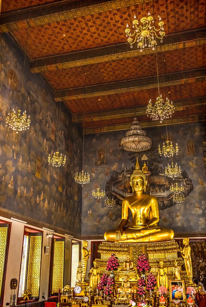 Golden Buddha in main hall Buddhist temple, Wat Ratchanatdaram, Worawihan, Bangkok, Thailand.